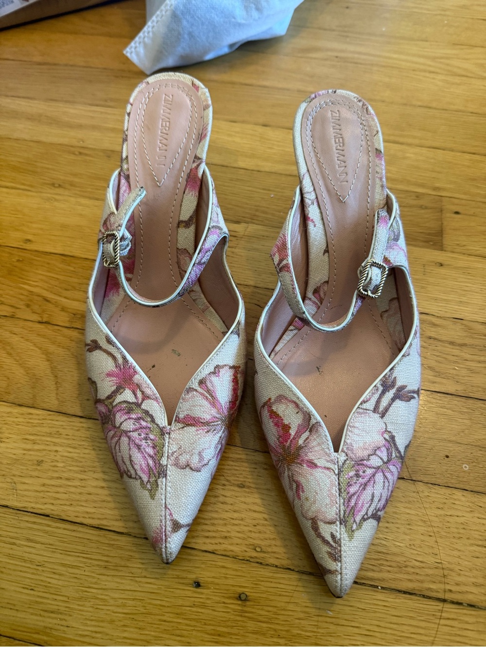 Zimmerman Pink Floral Pointed-Toe Mules